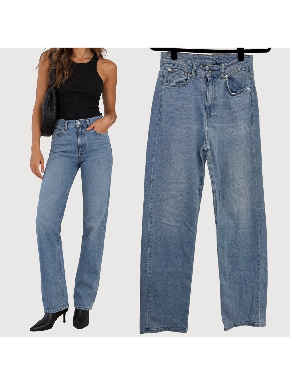 Djerf Avenue Mid Blue High Rise Straight Leg Jeans 27